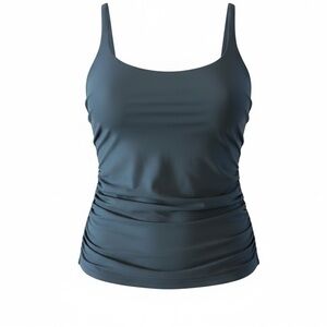 Athleta Square Neck Bra Cup Tankini Top Black Size 34 B/C NWT Coastal